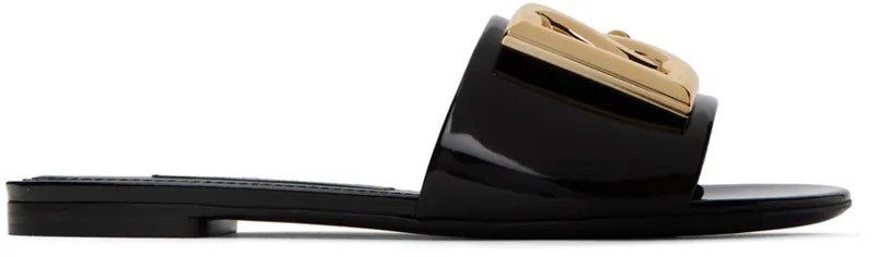 Черные шлепанцы с логотипом Dolce & Gabbana