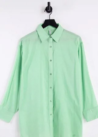 Полупрозрачная oversized-рубашка фисташкового цвета ASYOU-Зеленый цвет