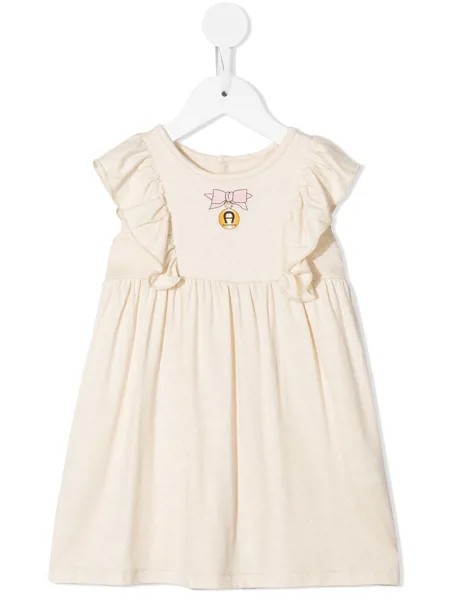 Aigner Kids logo-print ruffled smock dress