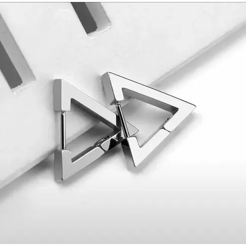 Серьги конго Чепикова М.Л. Серьги треугольники из медицинской нержавеющей стали, размер/диаметр 13 мм, серебряный