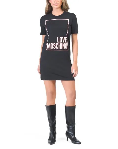Трикотажное мини-платье St с большим логотипом Love Moschino, черный