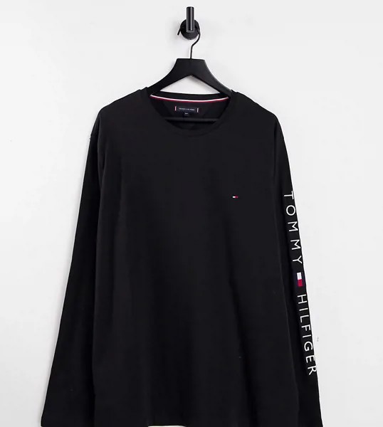 Черный лонгслив с логотипом в виде флага Tommy Hilfiger Big & Tall