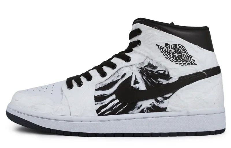 Кроссовки Air Jordan 1 Vintage Basketball Shoes Men Mid-top Black, белый