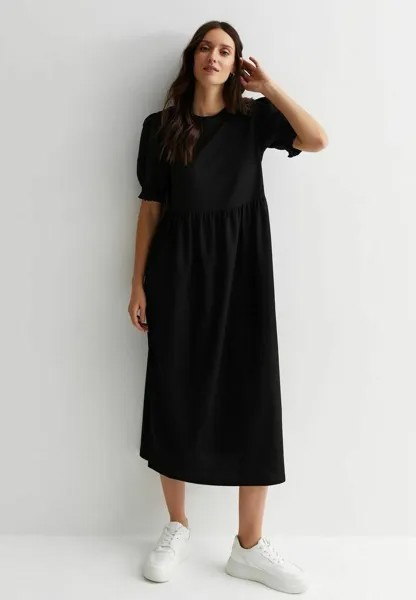 Платье из джерси CRINKLE MIDI SMOCK New Look, цвет black