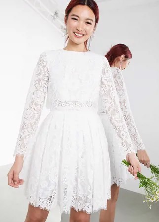 Кружевное свадебное платье мини ASOS EDITION-Белый