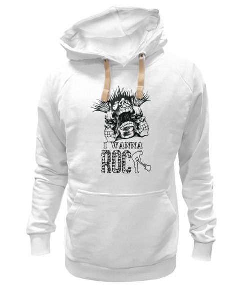 Худи Printio I wanna rock w белое 2XL