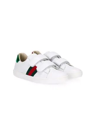 Gucci Kids кроссовки на липучках с отделкой Web