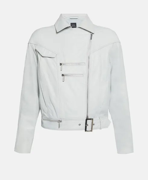 Кожаный пиджак Armani Exchange, светло-серый