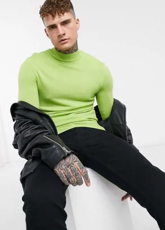 Лаймово-зеленый облегающий джемпер со строчкой ASOS DESIGN