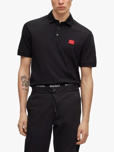 Рубашка-поло приталенного кроя HUGO Dereso, черная
