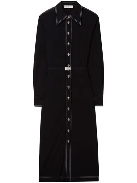 Tory Burch платье из джерси с воротником поло, черный