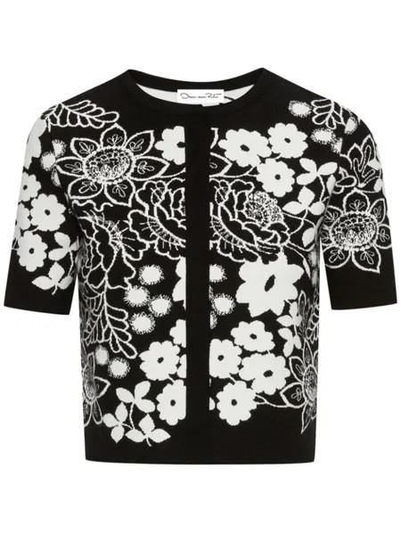 Oscar de la Renta жаккардовый кардиган Mixed Botanical, черный