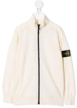 Stone Island Junior куртка на молнии с нашивкой-логотипом