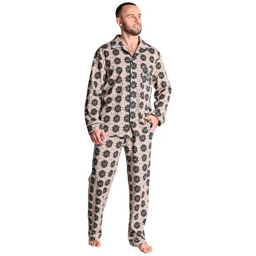 Пижама Оптима Трикотаж, брюки, карманы, пояс на резинке, размер 48, серый