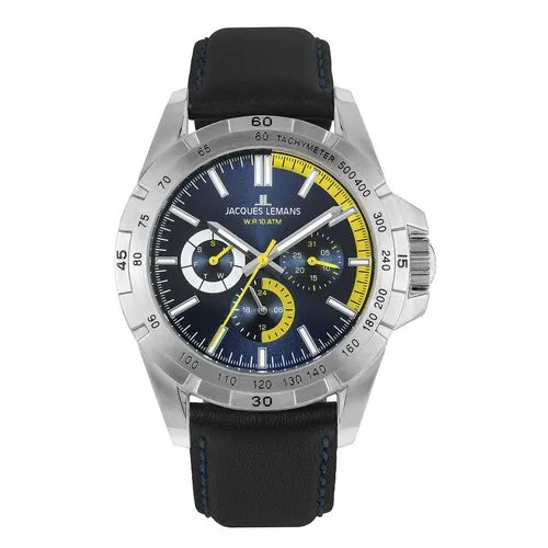 Наручные часы JACQUES LEMANS, синий, черный, серебряный