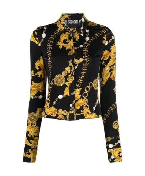 Рубашка с узором S Versace Jeans Couture, черный