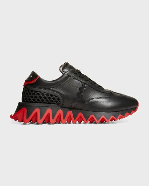 Мужские беговые кроссовки Loubishark на плоской подошве с красной подошвой Christian Louboutin, цвет Black Loubi Red