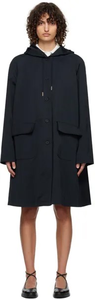 Темно-синее пальто с капюшоном Thom Browne