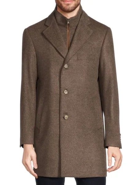 Пальто в стиле «автомобиль» из полушерсти Modern Fit с нагрудником Saks Fifth Avenue, коричневый