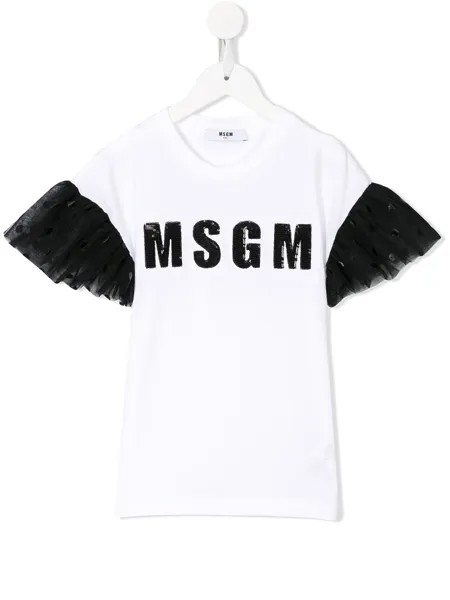 MSGM Kids футболка с рукавами из тюля