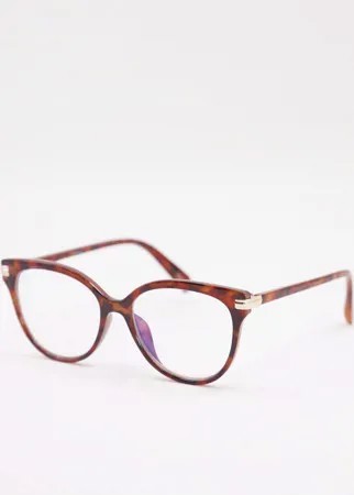 Женские круглые черепаховые очки с прозрачными стеклами Jeepers Peepers-Коричневый цвет