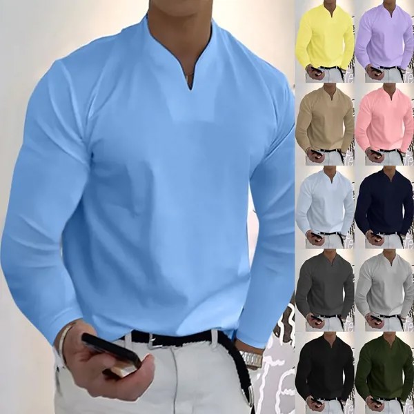 Плюс Размер 5XL Мужские Элегантные рубашки поло 2022 Длинный рукав Однотонная рубашка Мужской Топ Пуловеры Сексуальные мужчины Повседневная одежда