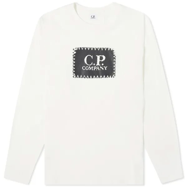 Лонгслив C.P. Company Box Logo Longsleeve T-Shirt, цвет Gauze White