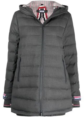 Thom Browne твиловое пальто 120s с воротником-воронкой