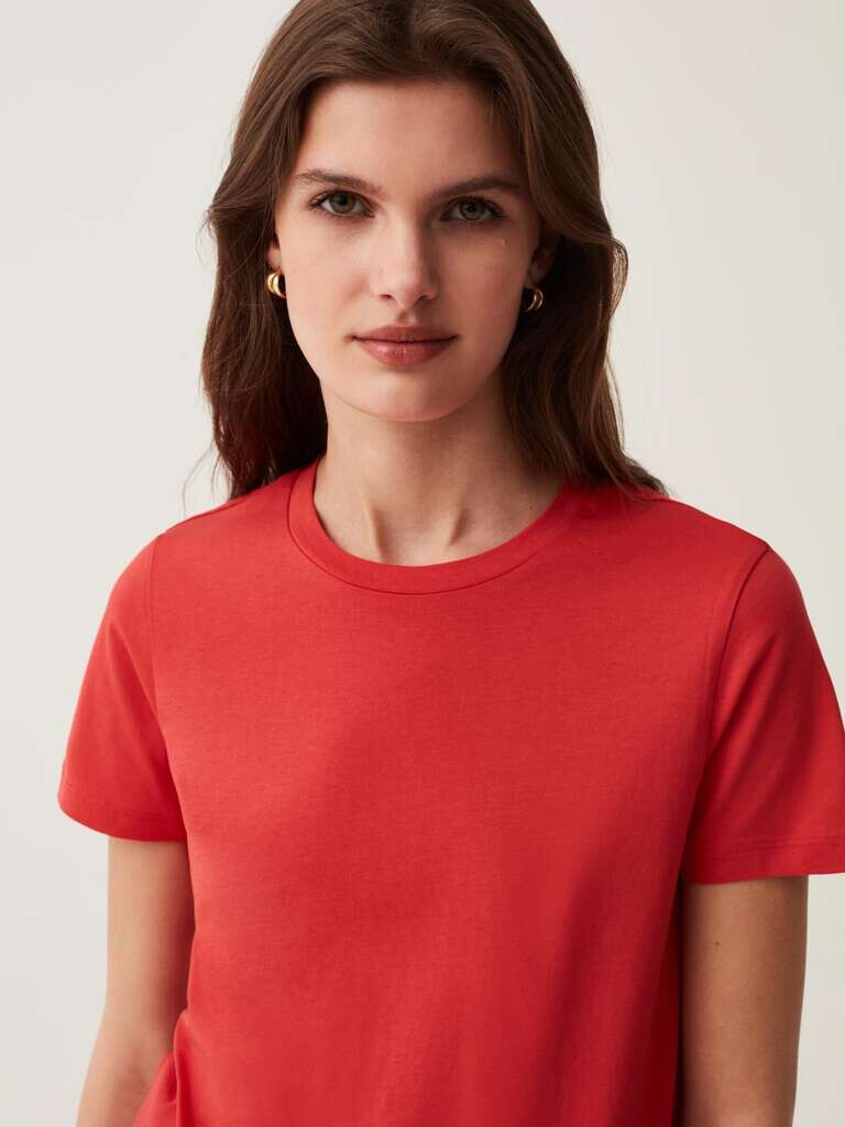 Хлопковая футболка с круглым вырезом Ovs, цвет strawberry red