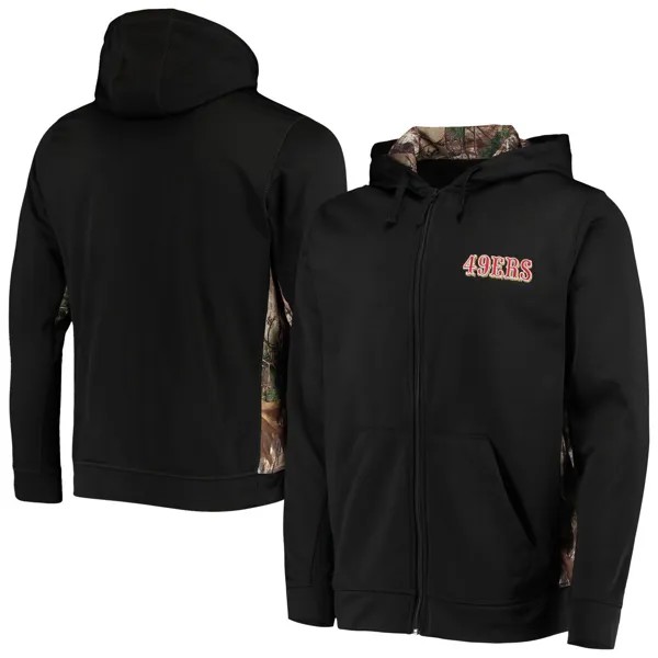 Мужская толстовка с капюшоном Dunbrooke Black/Realtree Camo San Francisco 49ers Decoy Tech Fleece с молнией во всю длину
