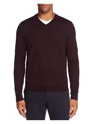 Дизайнерский брендовый мужской бордовый свитер с V-образным вырезом из шерсти мериноса XXL