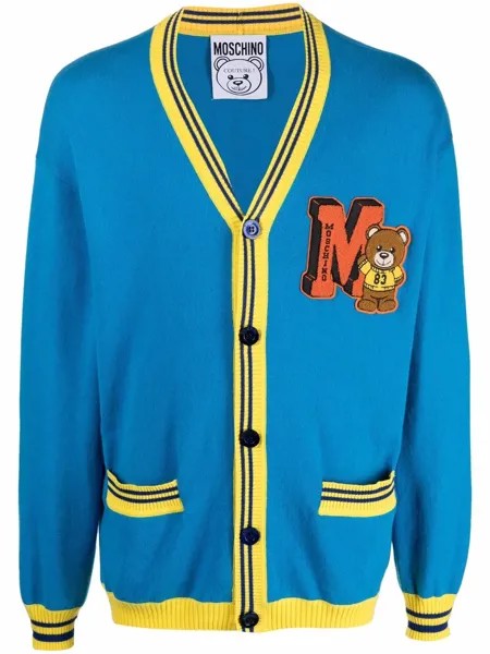 Moschino кардиган в стиле колор-блок с логотипом