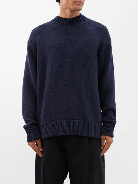 Трикотажный свитер aire оверсайз из смесового хлопка Studio Nicholson, синий