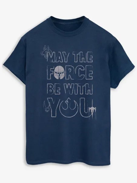 NW2 Star Wars The Mandalorian Slogan Взрослая темно-синяя футболка George., нави