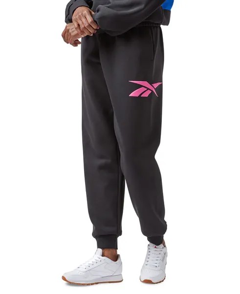 Женские брюки-джоггеры из флиса Vector Reebok, цвет Black With Pink Purple