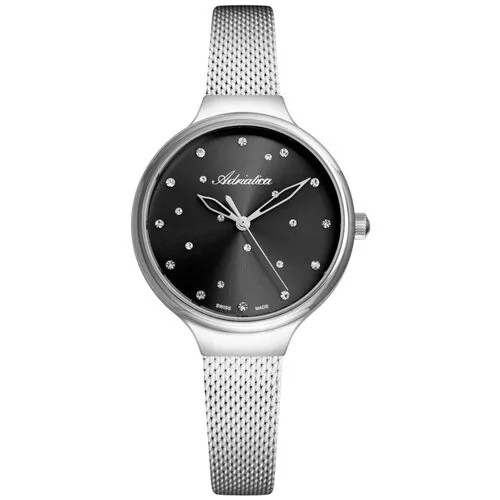 Наручные часы Adriatica Milano, черный, серебряный