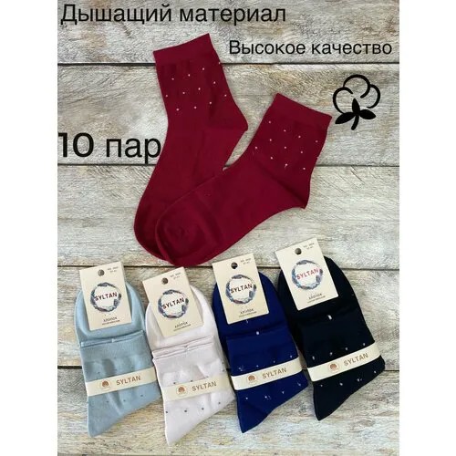 Носки Syltan, 10 пар, размер 37-41, красный, синий, черный, розовый, белый, серый