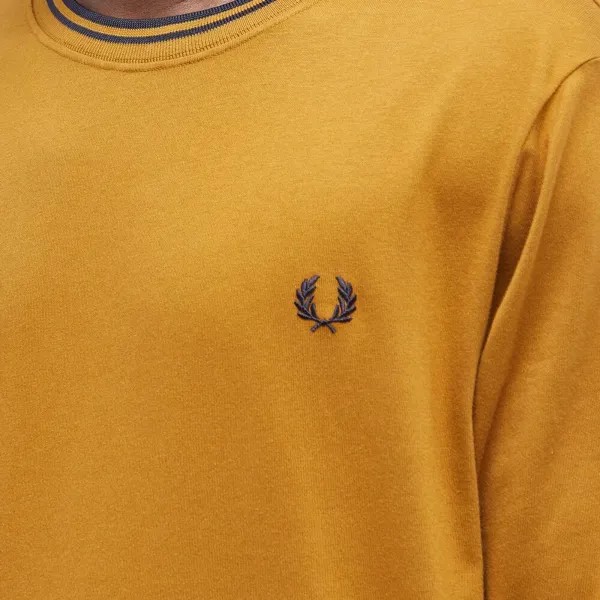 Fred Perry Футболка с длинными рукавами и двойным кончиком, коричневый