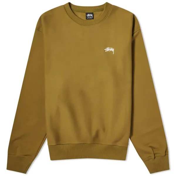 Свитшот Stussy Stock Logo Crew, оливковый