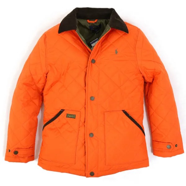 Стеганая куртка-пальто для мальчиков Polo Ralph Lauren с вельветовым воротником - Оранжевый -