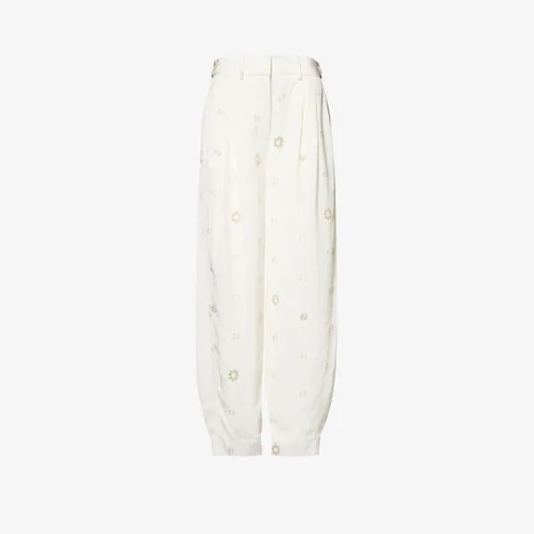Широкие брюки «банан» из тканого материала с высокой посадкой Stella Mccartney, цвет natural