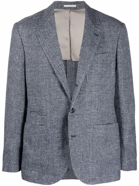Brunello Cucinelli однобортный пиджак в клетку, синий