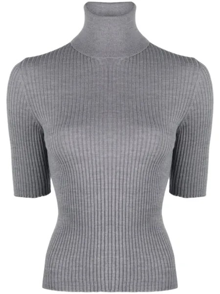 Semicouture футболка из вирджинской шерсти в рубчик, серый