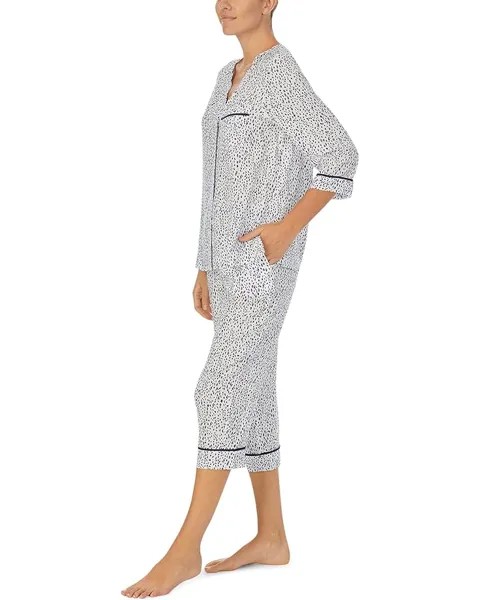 Пижамный комплект Donna Karan 3/4 Sleeve Top and Crop Lantern Pajama Set, цвет White Animal