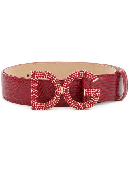 Dolce & Gabbana crystal embellished logo buckle belt