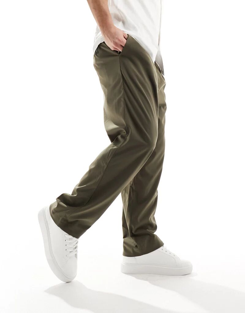 Мешковатые брюки строгого кроя цвета хаки Pull&Bear