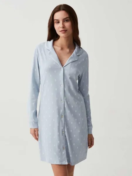 Ночная рубашка с пуговицами и арабесковым принтом Ovs, цвет soft blue