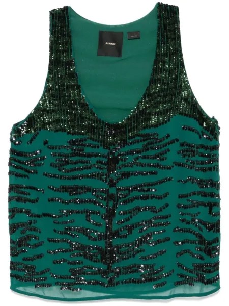 PINKO топ с пайетками, зеленый