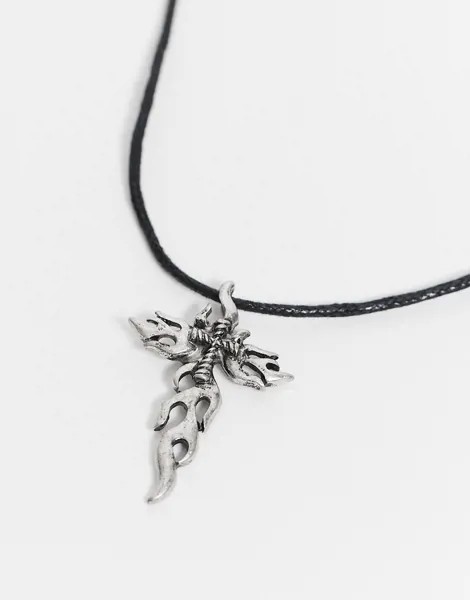 Серебристое колье-чокер 2 мм с подвеской ASOS DESIGN-Серебряный