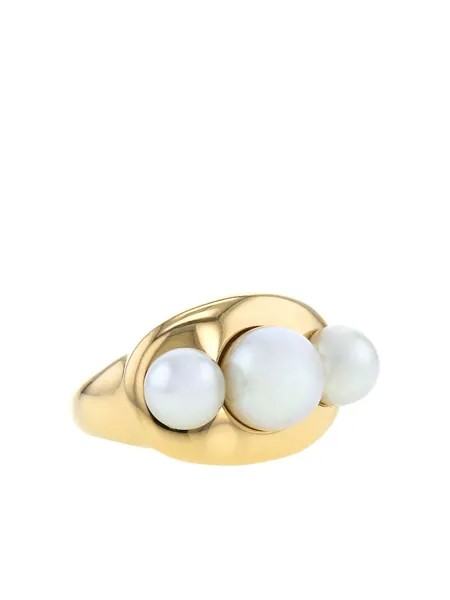 Chanel Pre-Owned кольцо из желтого золота с жемчугом